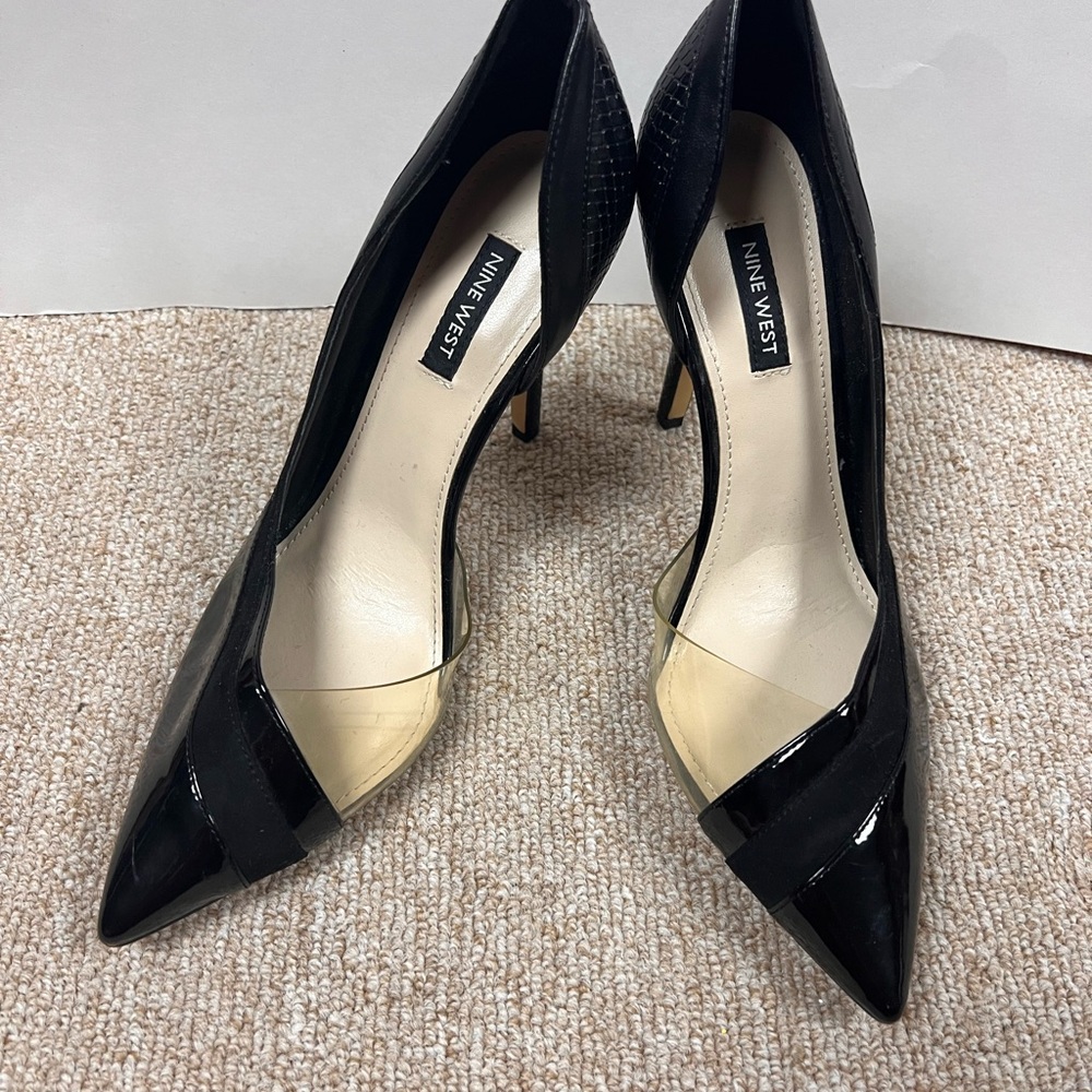 Nine West Black Patent Heels 8.5 - Picture 1 of 13